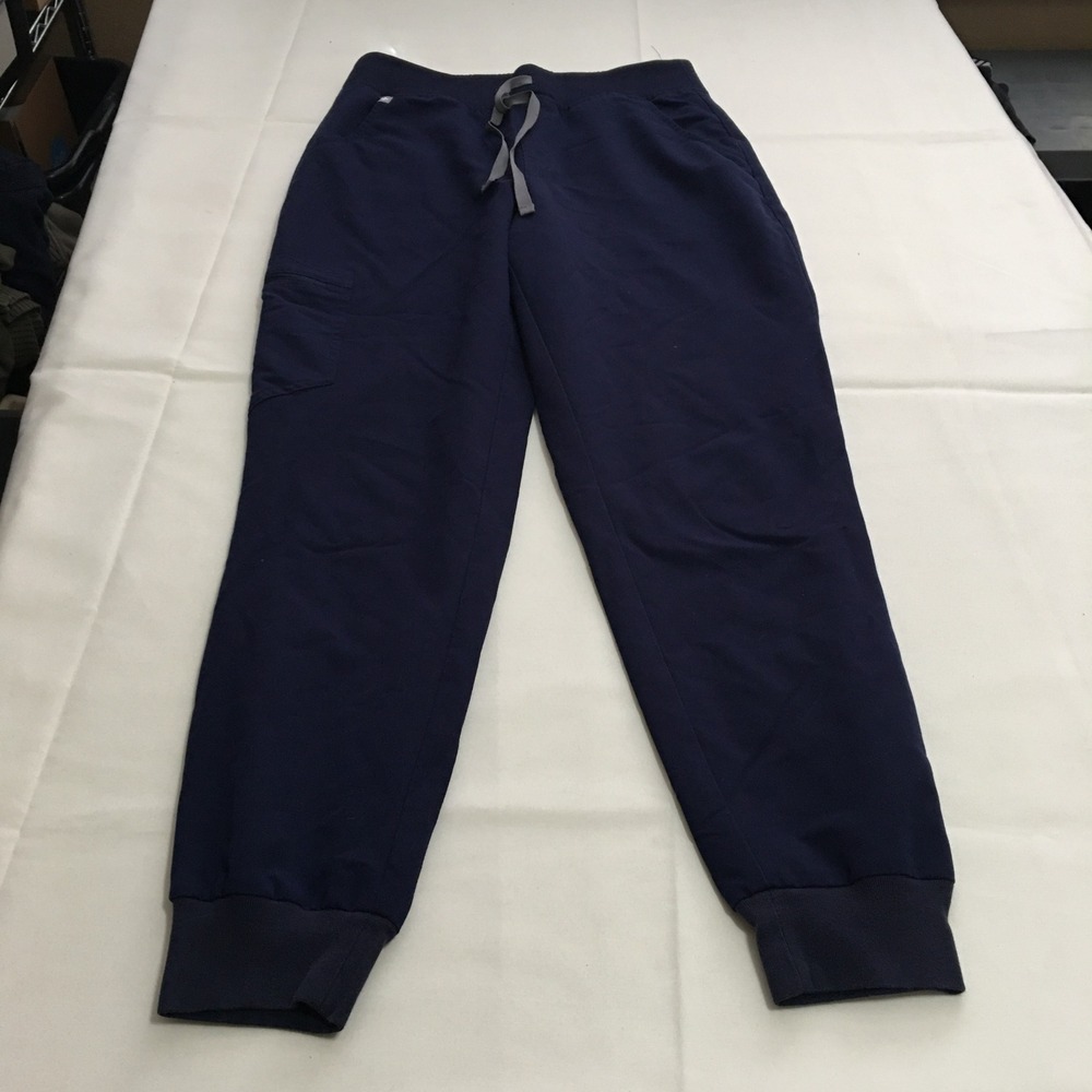 FIGS Jogger Scrub Pants Women Medium Navy Blue Drawstring Cargo Pockets